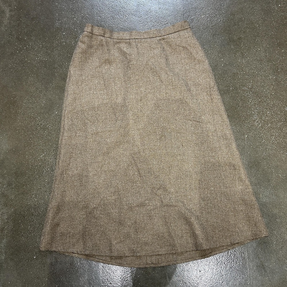 Brown Tweed Skirt Womens 16 A Line Midi Herringbone Career Office Fall